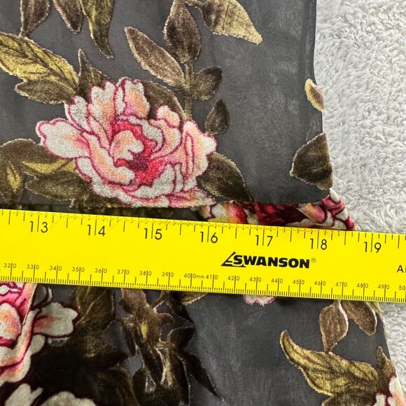 American Eagle Dress Women S Black Velvet Rose Floral Burn Out Slip V-Neck Sheer - Picture 11 of 13